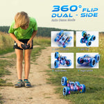 Remote Control Stunt Car 4WD 360° Flip Double-Sided RC Car with LED Light Bar and 2.4GHz Outdoor Play for 6-12 Year Old Boys