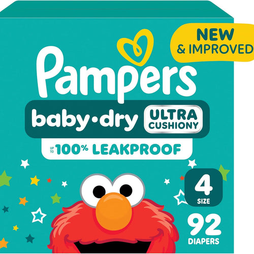 Pampers Diapers - Baby Dry - Size 4, 92 Count, Absorbent Disposable Infant Diaper (Packaging May Vary)