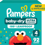 Pampers Diapers - Baby Dry - Size 4, 92 Count, Absorbent Disposable Infant Diaper (Packaging May Vary)