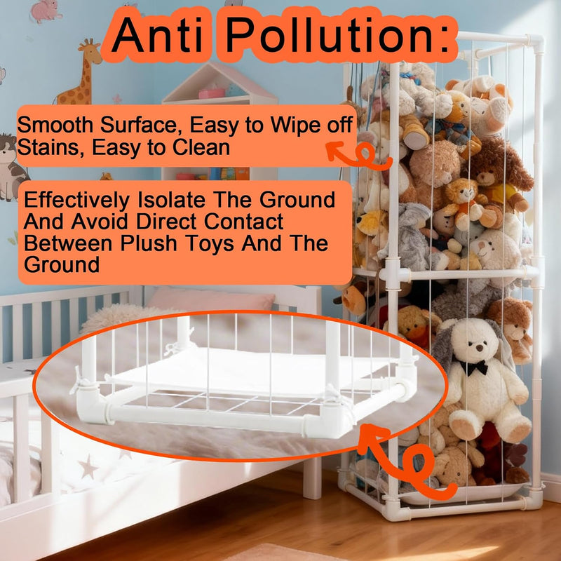 Large Stuffed Animal Storage Organizer, Creative PVC Stuffed Animals Storage Zoo Cage, Vertical Space Saving Large Capacity Plush Toy Zoo Holder for Kidroom Playroom-White