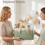 Blissful Diary Baby Diaper Caddy Organizer, Stylish Storage Basket for Newborn Essentials and Diaper Station, Gift for Baby Shower and Registry Must-Have, Sage Green