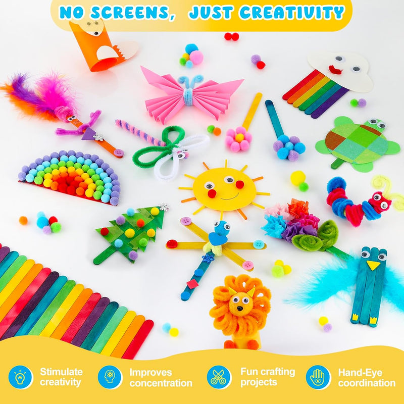 Zefy 3200+ Pcs Arts and Crafts Supplies for Kids, All in One Craft Kits | DIY School Supplies Kit with 12 Crafts Design, Craft Box Easter Gifts for Girls Boys Ages 4-12