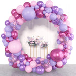 Amandir 153pcs Balloon Garland Kit, 4 Size Options, Pink, Purple, Red, Latex, and Metallic Balloons for Birthday Party Decor