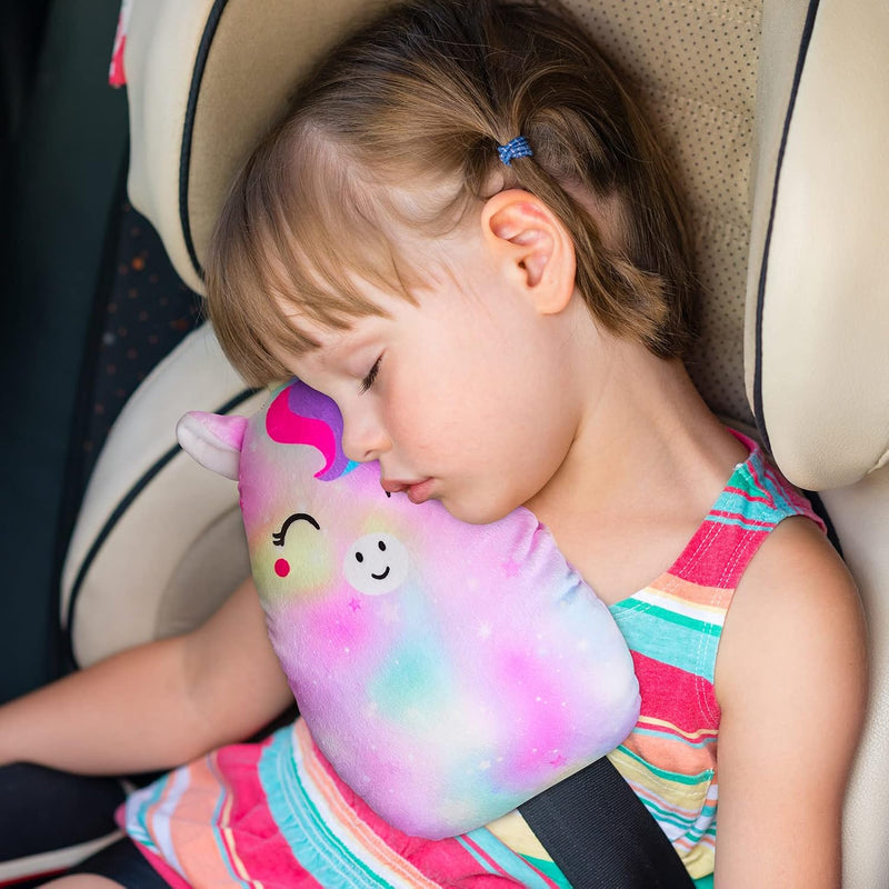 FIODAY Car Seat Belt Covers for Kids Unicorn Seat Belt Pillow | Soft Seat Belt Cushion Adjust Seat Strap Pillow Head Neck Support for Children Boys Girls Travel