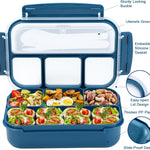 shell and turtle Bento Box Adult Lunch Box, Kids Lunch Containers for School with 4 Compartments, with Utensils, Sauce Jar, Muffin Liners, Microwave Safe, Navy