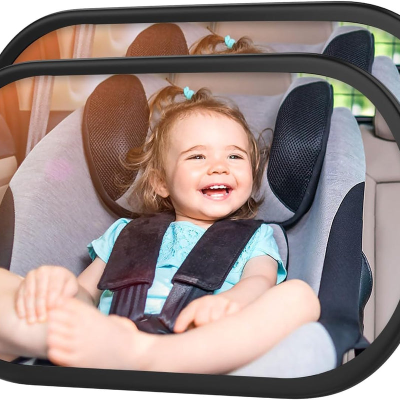 Baby Car Mirror, Safety Car Seat Mirror for Rear Facing Infant, Clear Wide View, 360°Rotation, Easily Observe the Baby Move, Secure, Shatterproof, Crash Tested and Certified (Black)