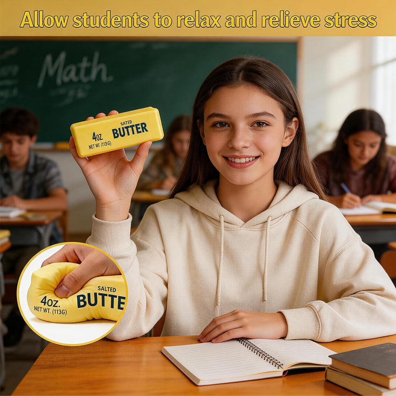 Butter Squeeze Toy 2PCS, Slow Rising Dumpling Squishy Butter Sensory Stress Relief Squishies Soft & Stretchy Fidget Toys for Anxiety Relief Party Favors (Butter Stick)