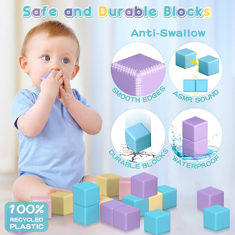 SYSKENI Magnetic Building Blocks Toys for Toddlers - Macaron Colors, STEM Learning