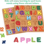 Alphabet and number puzzle for toddlers with wooden design