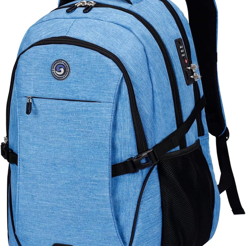 SHRRADOO Anti Theft Laptop Backpack Travel Backpacks with Combination Lock for Women Men College Backpack Computer Bag Fits 17 Inch Laptop,Grey