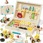 Montessori Kids Tool Set, Wooden Toddler Tool Bench Educational Toys for Ages 2-4, 2 Year Old Boy Gift for Birthday Christmas, STEM Pretend Play Tool Box, Learning Developmental Construction Toys