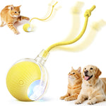 Smart Interactive Automatic Electric Rolling Moving Rechargeable Motion Activated Self Play Electronic Stimulation Chase Teaser Ball Toy with Rope for Indoor Bored Adult Cat and Dog Not Chewing, Pink
