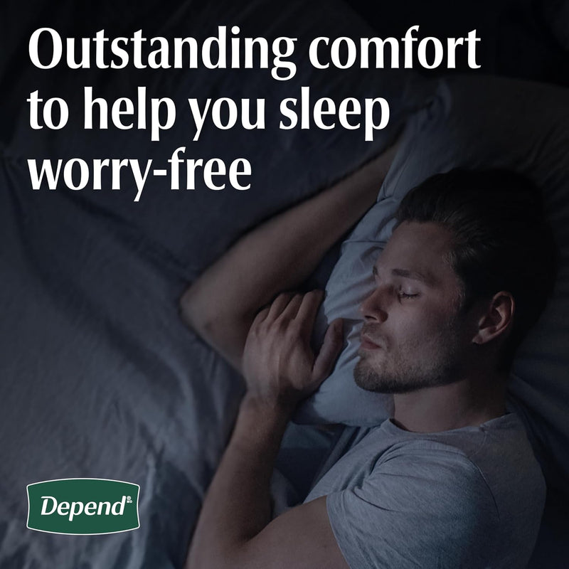 Depend Night Defense Adult Diapers, Incontinence Underwear for Men, Disposable, Overnight, Extra-Large, Grey, 20 Count, Packaging May Vary