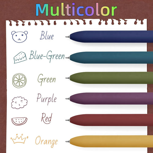 UIXJODO Colorful Pens, 6 Pcs Colored Pens Fine Point Smooth Writing Pen, 0.5mm Colored Ink Gel Pen for Journaling Note Taking Writing, Office School Supplies Gifts for Women (6 Pcs Gold Vintage)