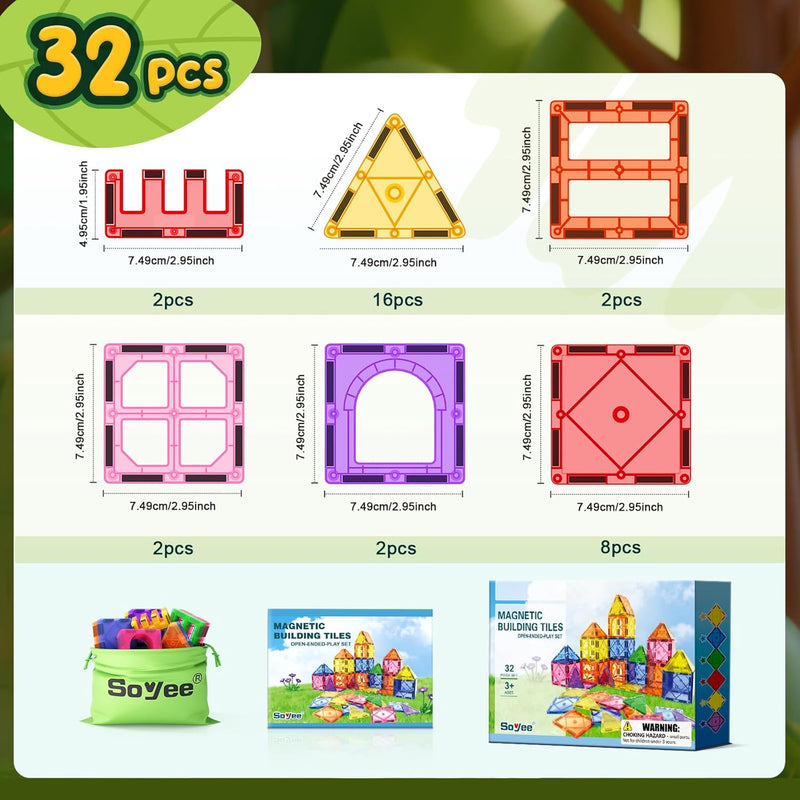Magnetic Tiles Toddler Toys, Magnetic Building Blocks for Kids Ages 3-12
