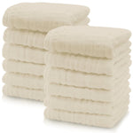 Cute Castle 12 Pack Muslin Burp Cloths for Baby - Ultra-Soft 100% Cotton Baby Washcloths - Large 20'' by 10'' Super Absorbent Milk Spit Up Rags - Burpy Cloths for Unisex, Boy, Girl - White