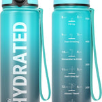 Sahara Sailor Water Bottle 32oz, Tritan Sports Bottle with Time Marker | Bpa Free, Leakproof Wide Mouth With Fast Flow Lid And Cleaning Brush, For Gym School Office Travel, 1 Count