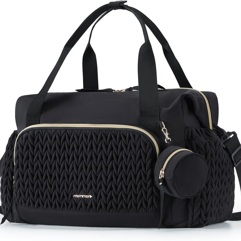 mommore Diaper Bag Tote Large Travel Baby Bag with Pacifier Case | Portable Changing Pad, Insulated Pocket & Stroller Strap, Baby Essentials Maternity Bag , Hospital Bag for Labor Delivery