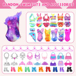 Ecore Fun 99 Pcs Doll Clothes Outfits and Accessories- 5 Princess/ Wedding Gowns 12 Fashion Dresses 2 Leisure Outfits 2 Bikini Swimsuits 10 Shoes and 57 Accessories for 11.5 inch Dolls,Girl Gift