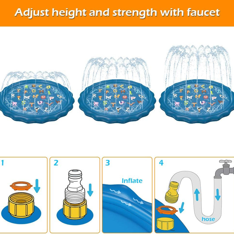Jasonwell Splash Pad Sprinkler for Kids 60" Splash Play Mat Outdoor Water Toys Inflatable Splash Pad Baby Toddler Pool Boys Girls Children Outside Backyard Dog Sprinkler Pool for Age 1 2 3 4 5 6 7 8 9