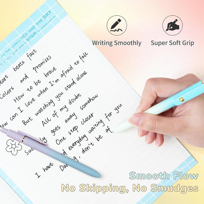 UIXJODO 6 Pcs Gel Pens 0.5mm Quick Dry Black Ink Pens Fine Point Smooth Writing Pens, Cute Office and School Supplies Gifts for Women Teacher Students (6 Pcs Ombre Gold)