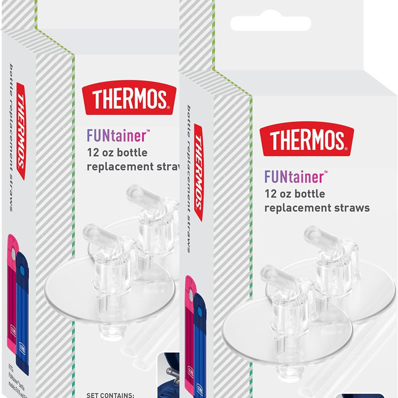 THERMOS FUNtainer 12 Ounce Insulated Kids Water Bottle Replacement Straws, 4 Straws