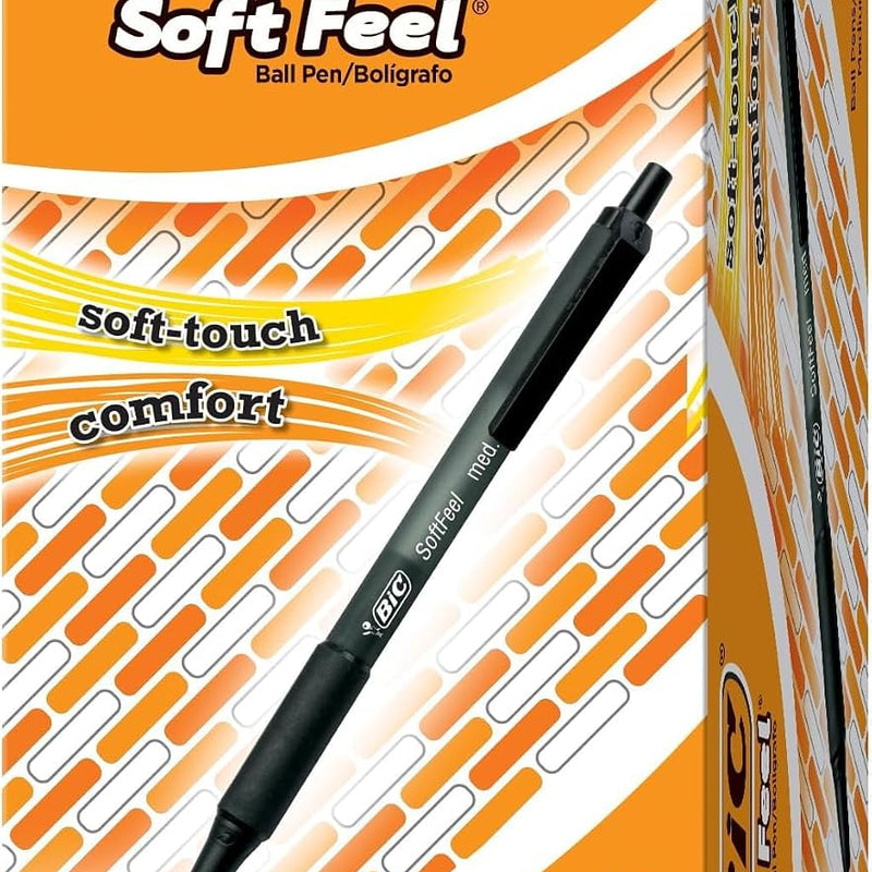 BIC Soft Feel Retractable Ballpoint Pen,1.0 mm Medium Point, Bulk School Supplies for Students and Teachers, No-Slip Grip, 36-Count in Black & Blue