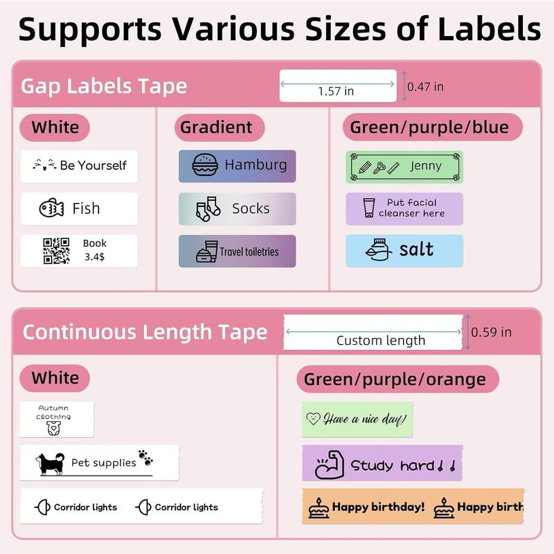 OrgSTA S001 Portable Bluetooth Label Maker Machine with Thermal Printing Pink 203 DPI