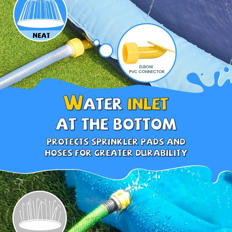 VISTOP Non-Slip Splash Pad for Kids and Dog, Thicken Sprinkler Pool Summer Outdoor Water Toys - Fun Backyard Fountain Play Mat for Baby Girls Boys Children or Pet Dog (59 inch, Blue&Blue)