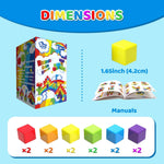 Large Magnetic Building Blocks for Toddlers, 1.65 inch Cubes in Rainbow Theme, 12 PCS, 1-3 Years Old