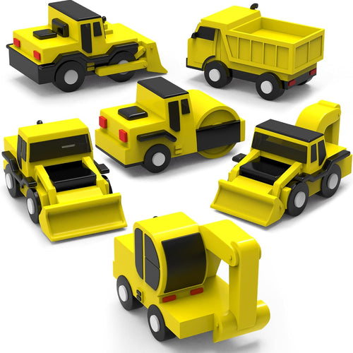Tub Works® Construction Trucks Mold-Free Bath Toys, 6-Pack | Sealed Design Keeps Moisture Out | Soft, Squeezable & Float on Water