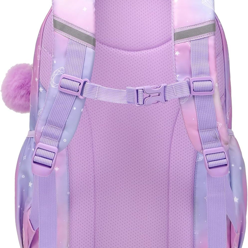 PIG PIG GIRL Kids Backpack for Girls - School Bags for Middle School Students - Book Bag for Elementary Primary - Kawaii Ita Backpack - Purple