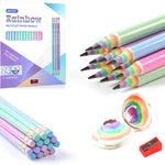 ECOTREE Pre-Sharpened Pencils #2 Cute Number 2 Pencils with Erasers for Kids Eco Rainbow Paper Pencil for School, Writing, 12 Count