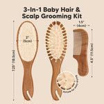 Wooden Baby Hair Brush Set for Newborns, Toddler Comb (Dark Walnut, Regular) | Soft Goat Bristle, Baby Brush and Comb Set, Infant Grooming Kit, Cradle Cap Care, Durable & Gentle, Boy, Girl Bath Essential