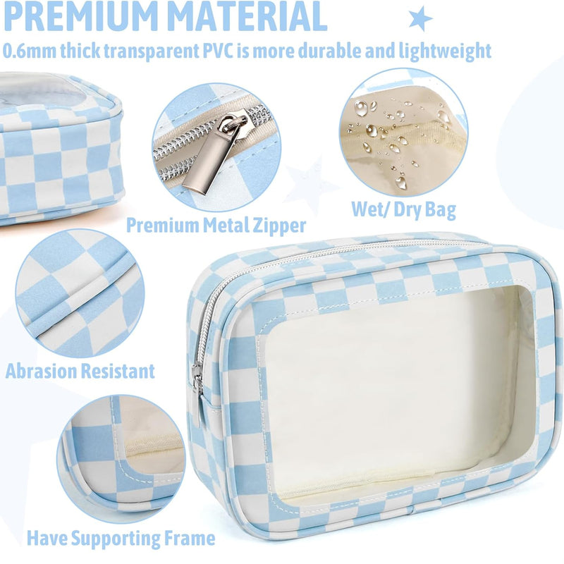YOPCDJ 5PCS Diaper Bag Organizer Pouch Set, TSA Approved Toiletry Bag，Clear Waterproof TPU Makeup Bag Set Travel Organizer Bags for Women and Kids