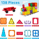 Ryoichi 138PCS Magnetic Tiles Set, STEM Educational Construction Blocks, Montessori Learning Toys for Kids Ages 3-9+ Years