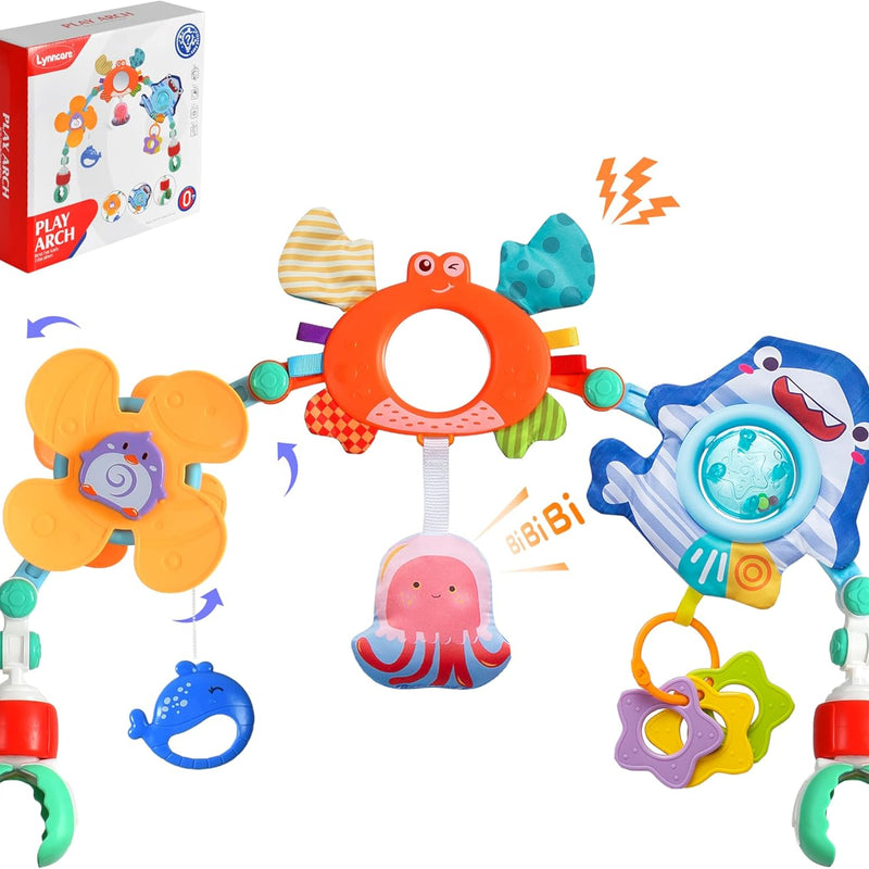 Lynncare Adjustable Arch Bassinet Toy with Sensory Activity Toys for Infant and Toddlers