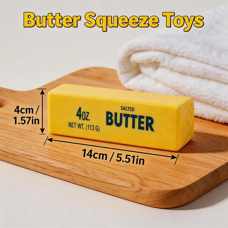 Butter Squeeze Toy 2PCS, Slow Rising Dumpling Squishy Butter Sensory Stress Relief Squishies Soft & Stretchy Fidget Toys for Anxiety Relief Party Favors (Butter Stick)