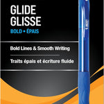BIC Glide Bold Blue Ballpoint Pens, Bold Point (1.6mm), 12-Count Pack, Retractable Ballpoint Pens With Comfortable Full Grip