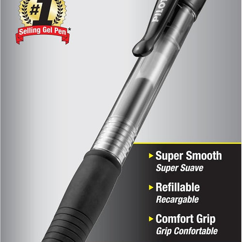 Pilot G2 Premium Gel Roller Pens, Extra Fine Point 0.5 mm, Gel Pens Black Ink, Pack of 12 - Ideal for School, Journaling & Office Writing