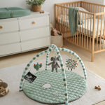 Blissful Diary Sage Green Baby Play Gym Mat with 6 Detachable Toys for Sensory & Motor Skill Development