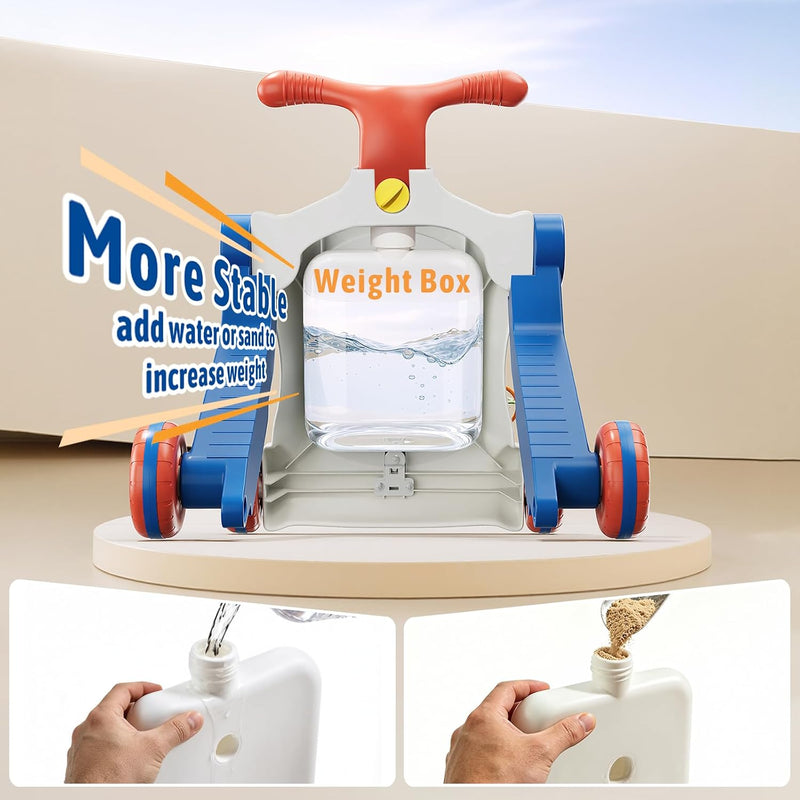 HYES 5 in 1 Baby Push Walker for Baby Boy, Blue | Activity Center Learning to Walk, Sit to Stand, Early Learning Push Toys for Infant, Walking Toys Gift for Toddler Boys