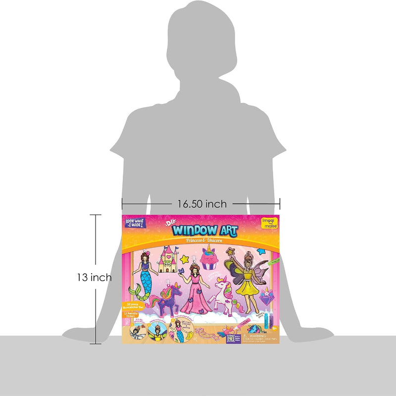 Imagimake Window Art Princess & Unicorn | Mermaid Suncatcher Kit | 32 Pieces Glass Painting Set | Kids Activities Ages 5-8 | DIY Craft Kit | Birthday Gift for Girls Ages 5,6,7,8,9,10,12 Years Old