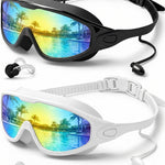 Swim Goggles 2 Pack, Wide View Anti Fog&UV Swimming Goggles for Audlt, No Leak Pool Beach Essentials for Men Women