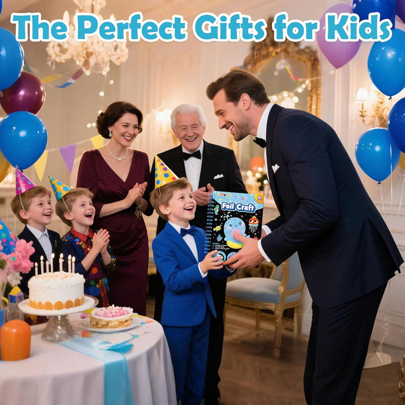 FUNNYB&G Foil Art Craft Kit for Kids, Sparkly Birthday Gift Toy for Kids