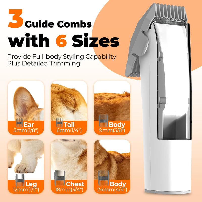 Dog Grooming Vacuum Kit, 12000Pa Pet Hair Vacuum with Clipper | 2L Dust Cup, Low Noise, 5-in-1 Grooming Kit with Clipper & Cleaning Brush for Home Shedding and Trimming, PG100