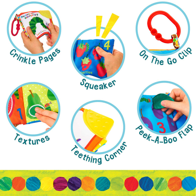 Very Hungry Caterpillar soft book for babies, 5.25x5.25 inch, BPA free, crinkle and teether toy