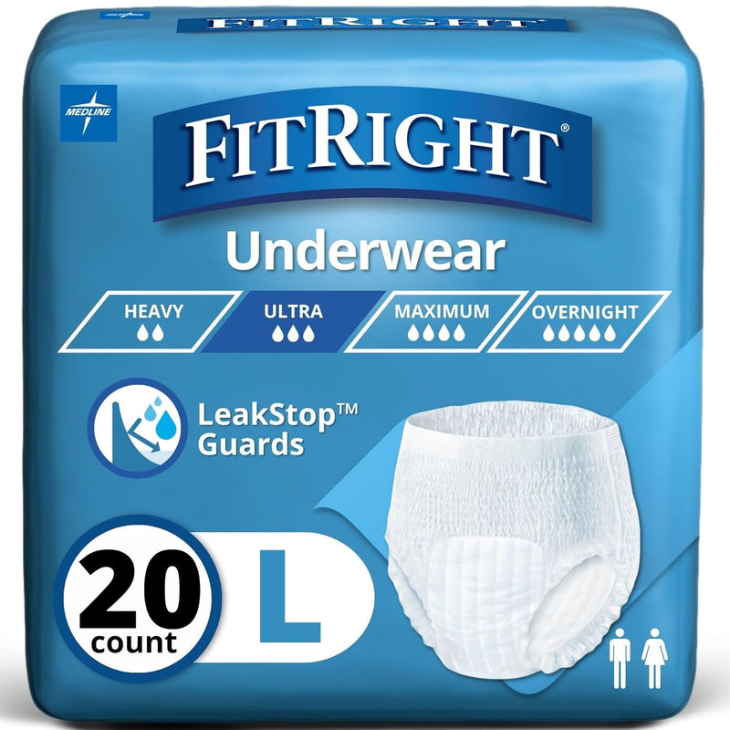 FitRight Adult Incontinence Underwear, Heavy Absorbency, XX-Large, 68-80 (20 Count)