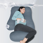 MOON PARK Pregnancy Pillows for Sleeping - U Shaped Full Body Maternity Pillow with Removable Cover - Support for Back, Legs, Belly, Hips - 57 Inch - Grey - Cooling Cover