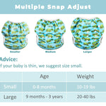 wegreeco Reusable Swim Diapers,Baby & Toddler Snap One Size Adjustable Reusable Baby Swim Diaper (Diving, Ocean, Turtle, Large, 3 Pack)